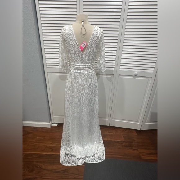 Lilly Pulitzer NWT Parigi Maxi Dress White Scalloped Shell Lace Size M - Picture 8 of 9